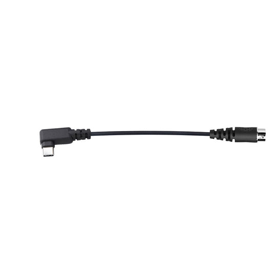 Black Hirose PTT to USB-C smartphone adapter cable.