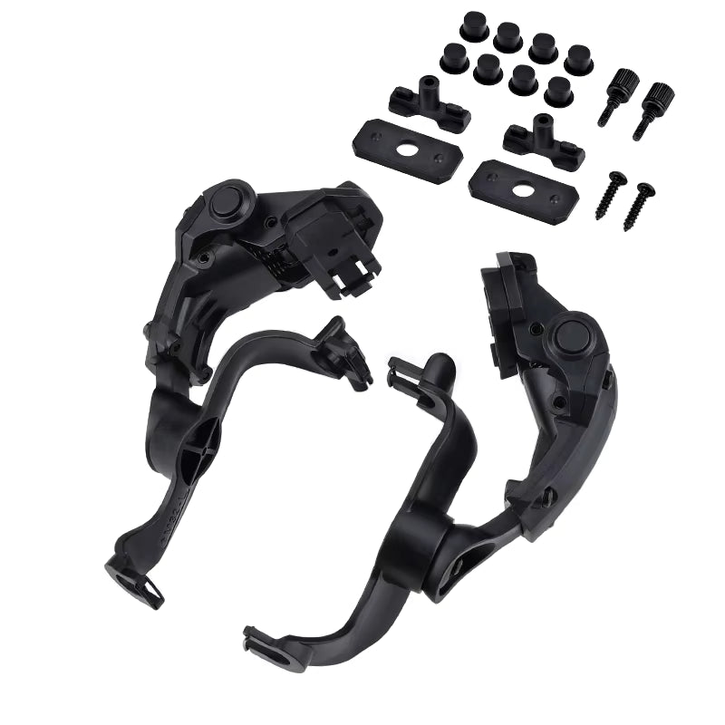 COM-RAC PRO rear rail headset adapters with hardware for ARC, Team Wendy, and M-LOK helmets.