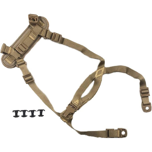 5-Point Replacement Chin Strap and Suspension System for Tactical Helmets in Tan.
