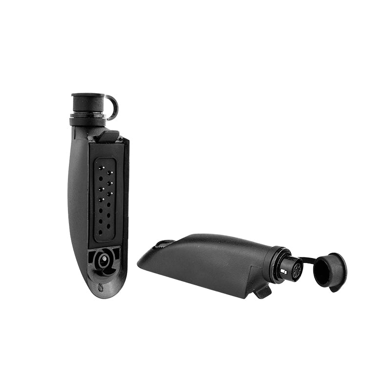 Adapter for Hirose PTT to Motorola M2 multi-pin radio, enabling efficient communication.