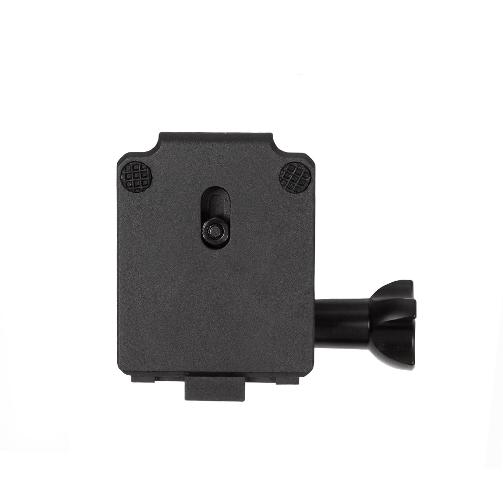 Quick release NVG helmet mount for action cameras on tactical helmets.