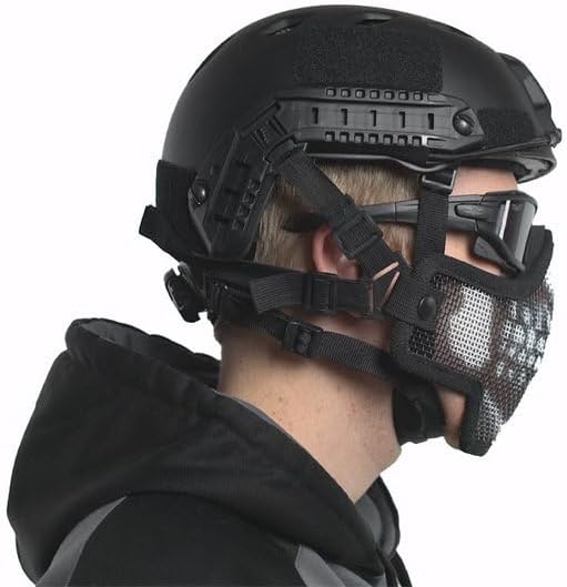 Face Mask Adapter for Tactical Helmets in Use.