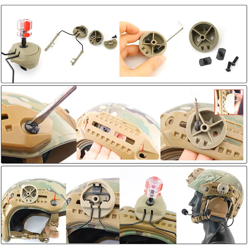 MTEK / HHV / M-LOK Helmet Rail Headset Adapter for Peltor / Sordin