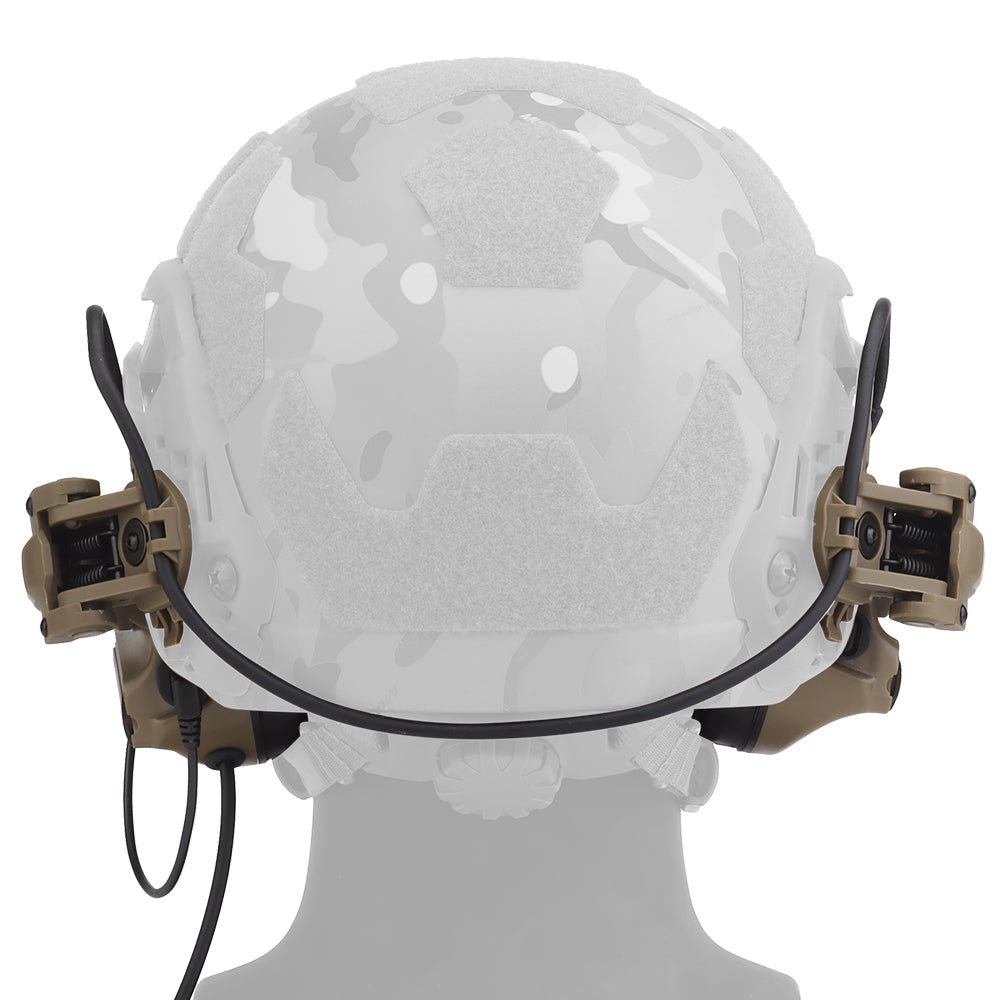 Electronic hearing protection headset with 26dB NRR, comms support, and automatic sound cutoff
