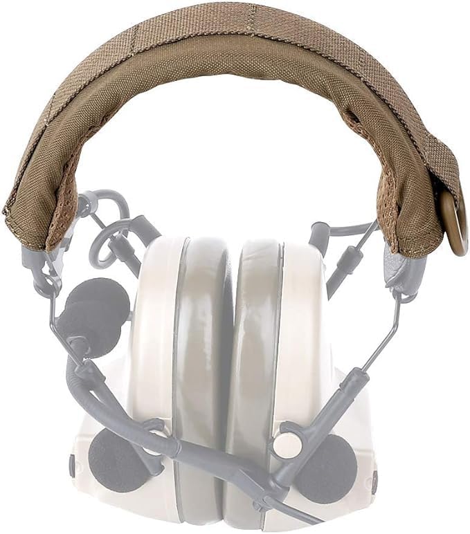 Tan Headband Cover with padding for Earmuffs and Headsets when attached.