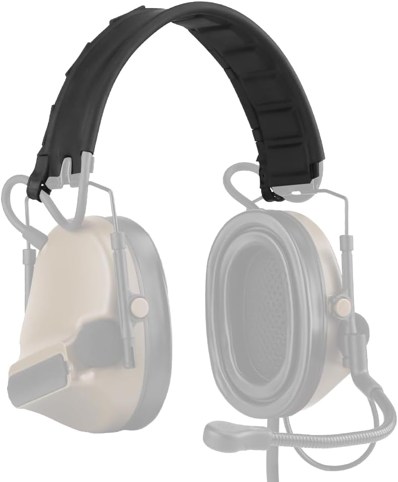 Rubber Headband Cover for Peltor Comtac Headsets when in use.