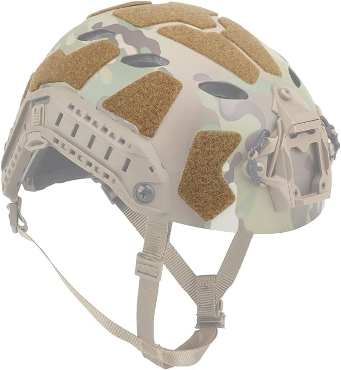 Tan Next Gen Replacement Hook & Loop Deck Set for Tactical Helmets in use.