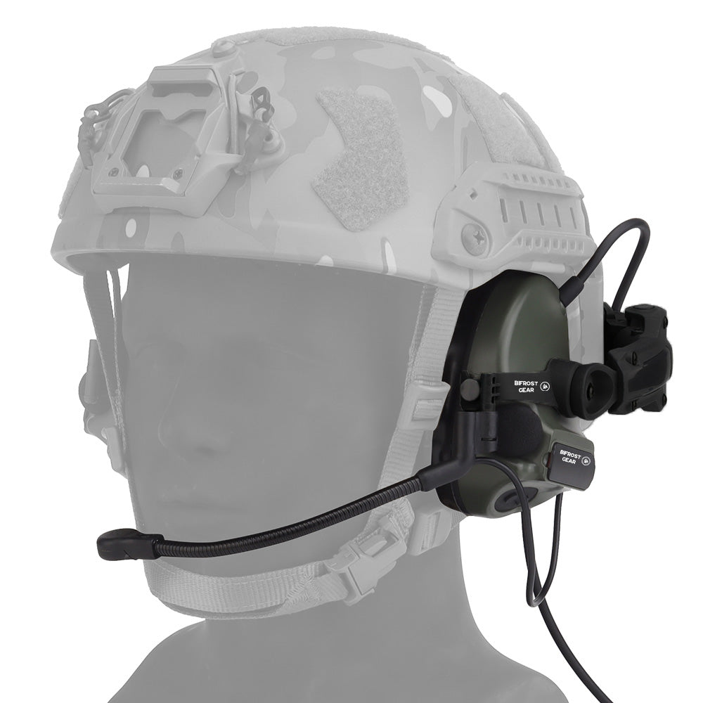 26dB noise reduction hearing protection headset with integrated comms and automatic cutoff system