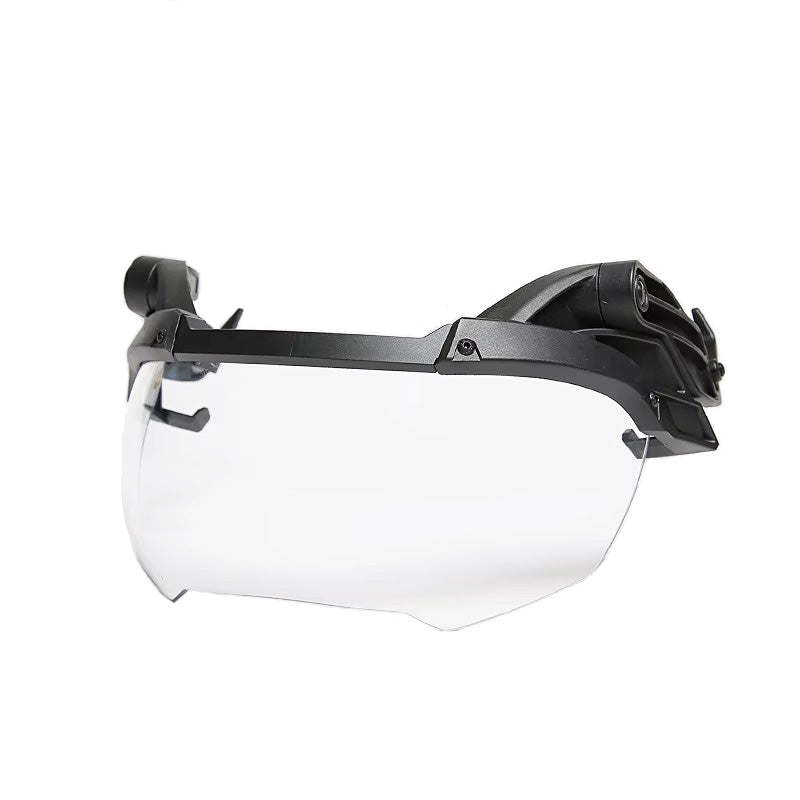 helmet with built in goggles ANSI Rated Flip Down ARC Rail Mounted Visor for FAST Helmets Black Frame with Clear Lens