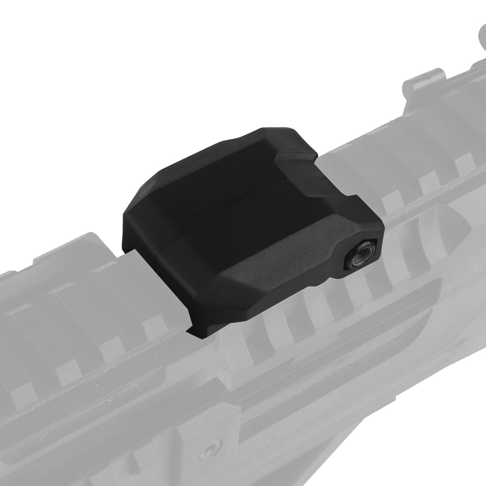 Rail-mounted Apple AirTag holder and keychain caddy designed for pistols and rifles