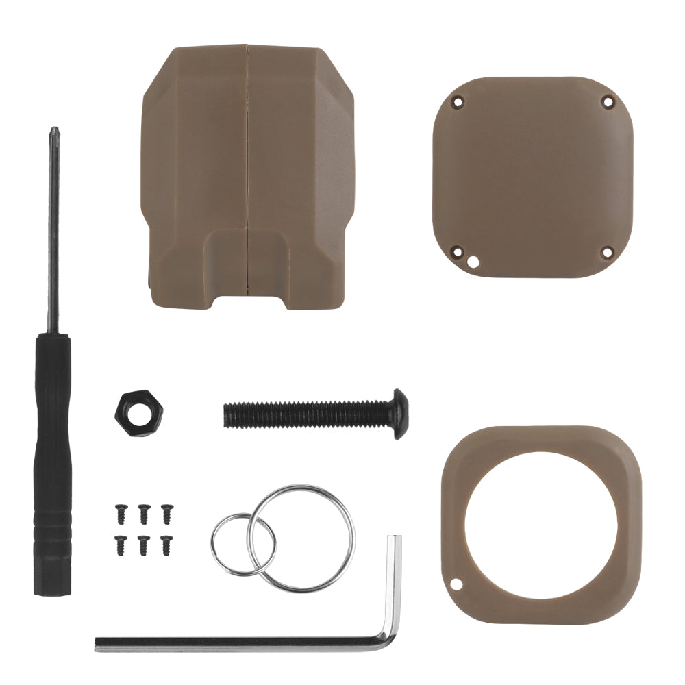 Firearm rail-mounted Apple AirTag holder with keychain caddy for pistols and rifles