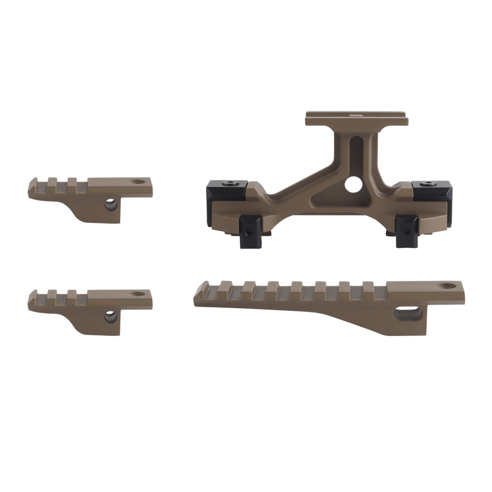 Adjustable tan riser for Aimpoint Micro T2 optics.