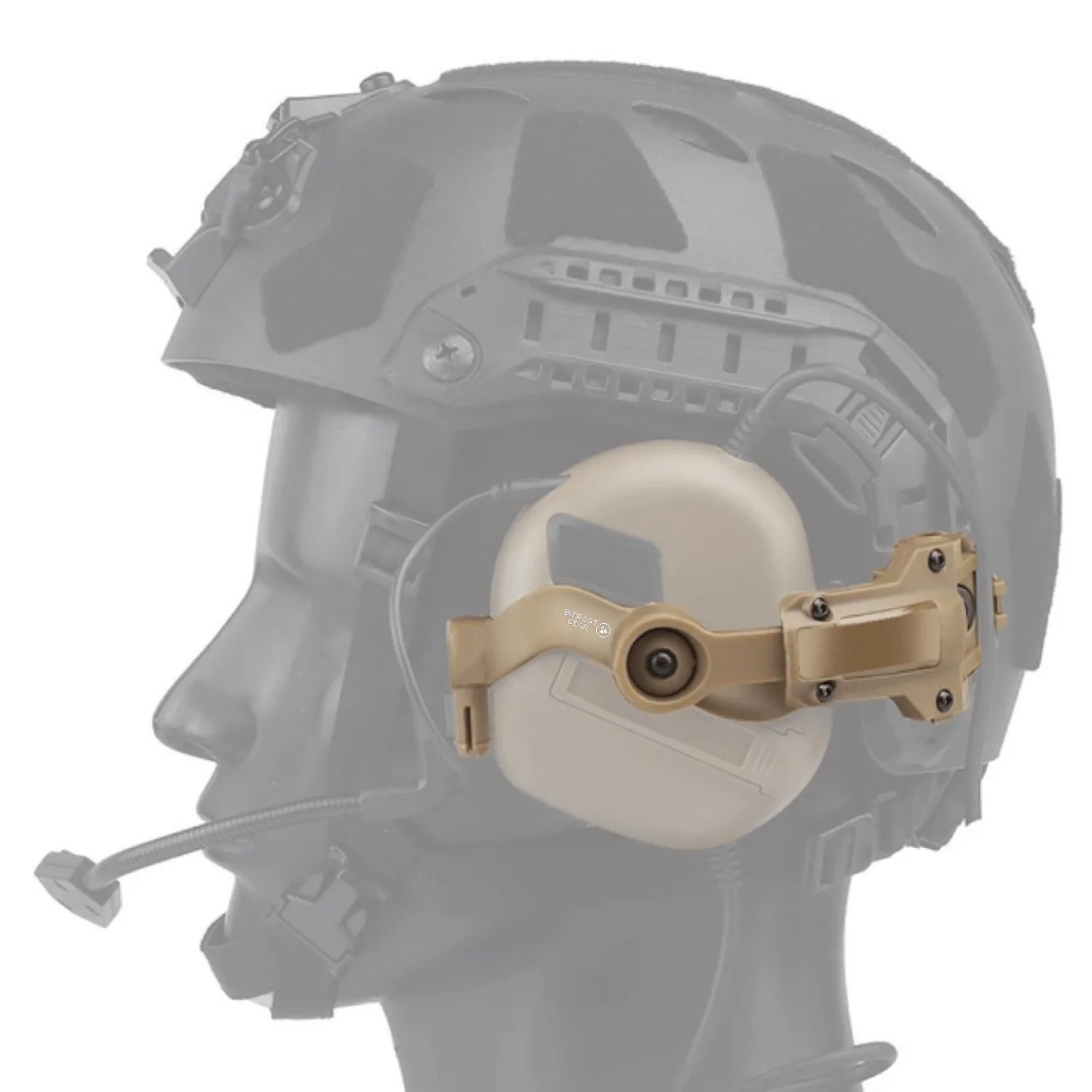 COM-RAC PRO helmet rail adapters for Earmor and Roger Tech tactical headset mounting.