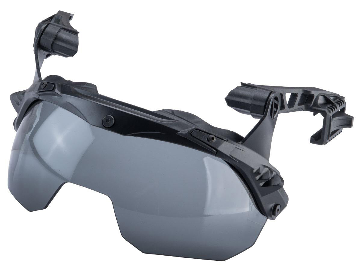 ANSI Rated Flip Down 3.0 Rail Mounted Visor for Team Wendy Helmets Tan Frame with Clear Lens