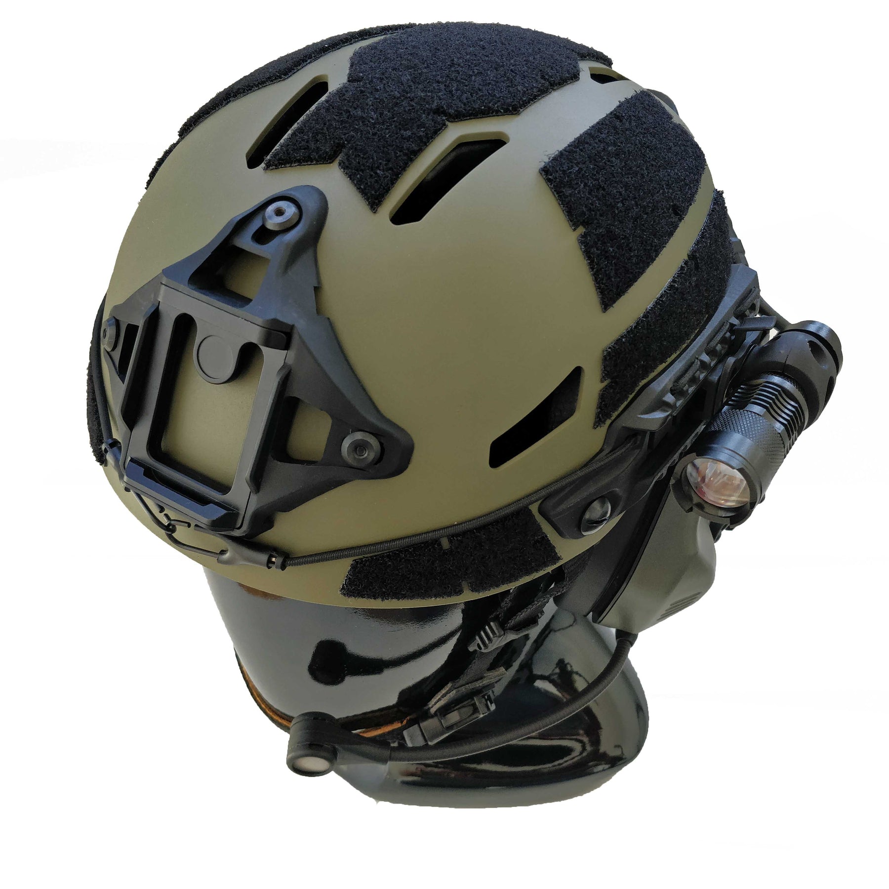 300 lumen tactical zoom helmet light on a helmet for precision lighting.