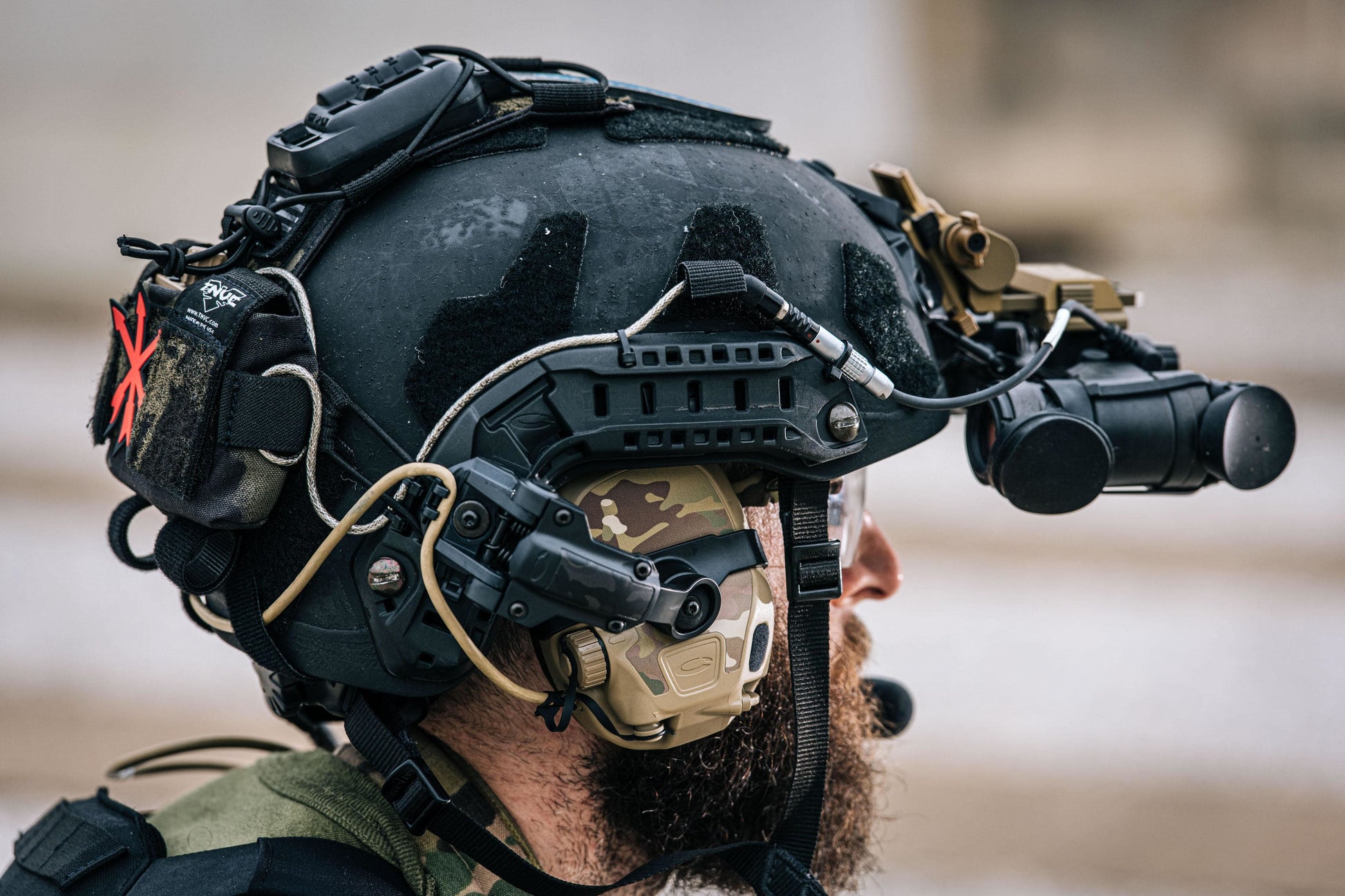 Bifrost Gear BNVD Night Vision to ANVS Battery Pack Adapter Cable During Operation.