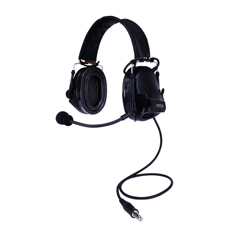 Tactical 26dB NRR headset with electronic hearing protection, communications, and auto noise cutoff