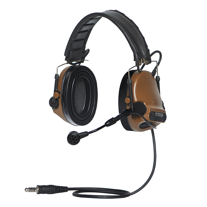 NRR 26dB electronic hearing protection and communications headset with automatic noise cutoff feature