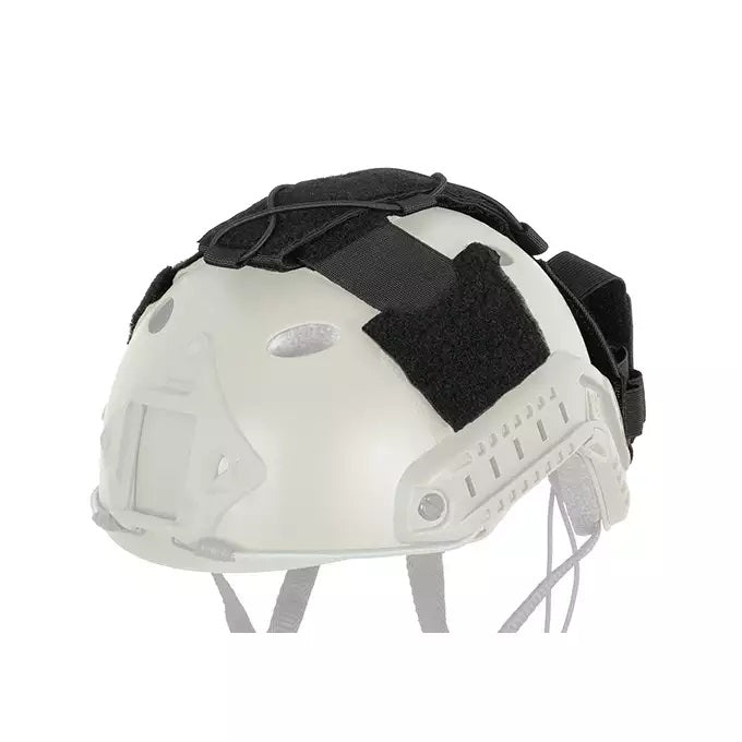 Next Gen NVG Counterweight Pouch in Black by Bifrost Gear, attached to a helmet.