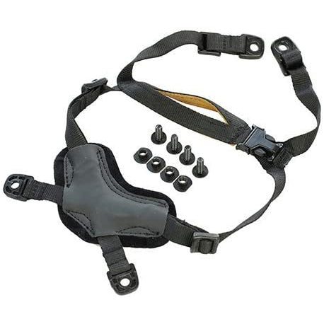 4-point replacement chin strap and suspension system for tactical helmets in black.