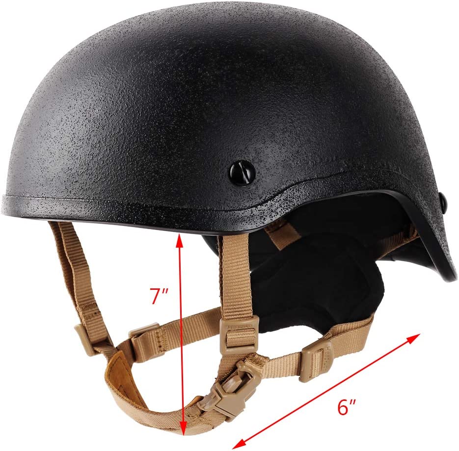 4-point replacement chin strap and suspension system in tan attached to a tactical helmet.