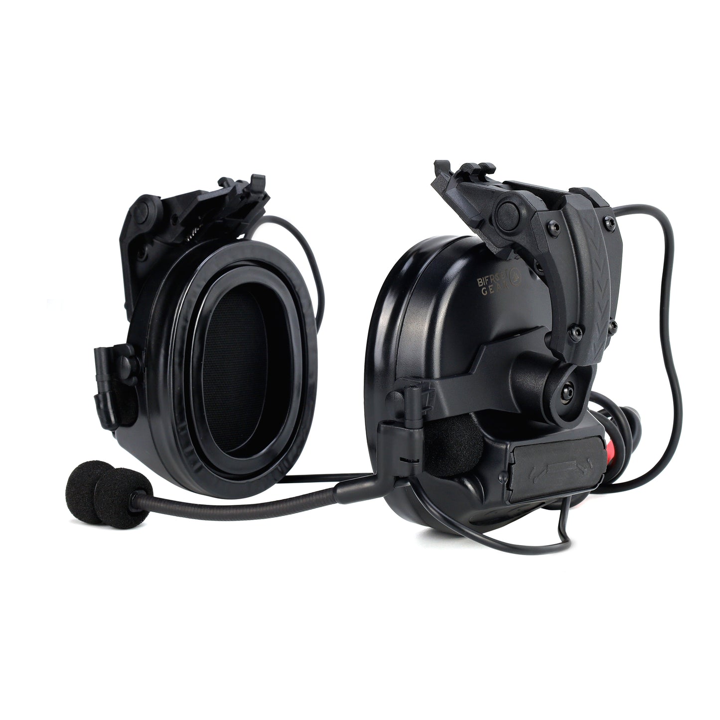 Valhalla NRR 23dB Electronic Hearing Protection Communications Headset with Helmet Rail Adapters in Black.