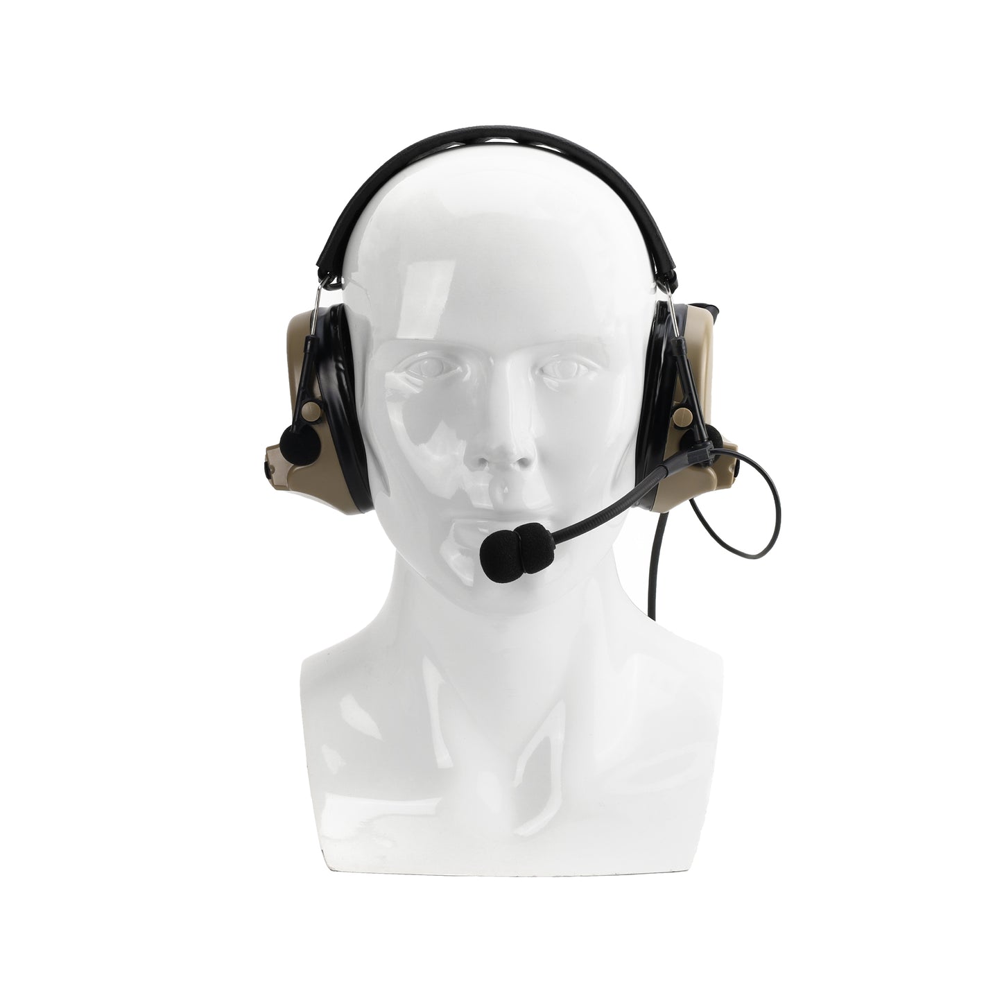 Tan Valhalla NRR 23db Hearing Protection Headset during use.