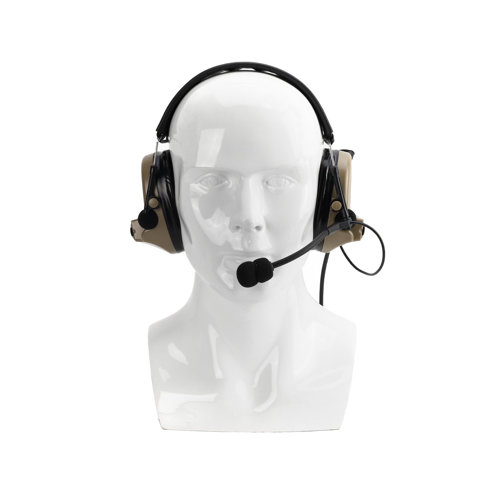 Tan Valhalla NRR 23db Hearing Protection Headset during use.