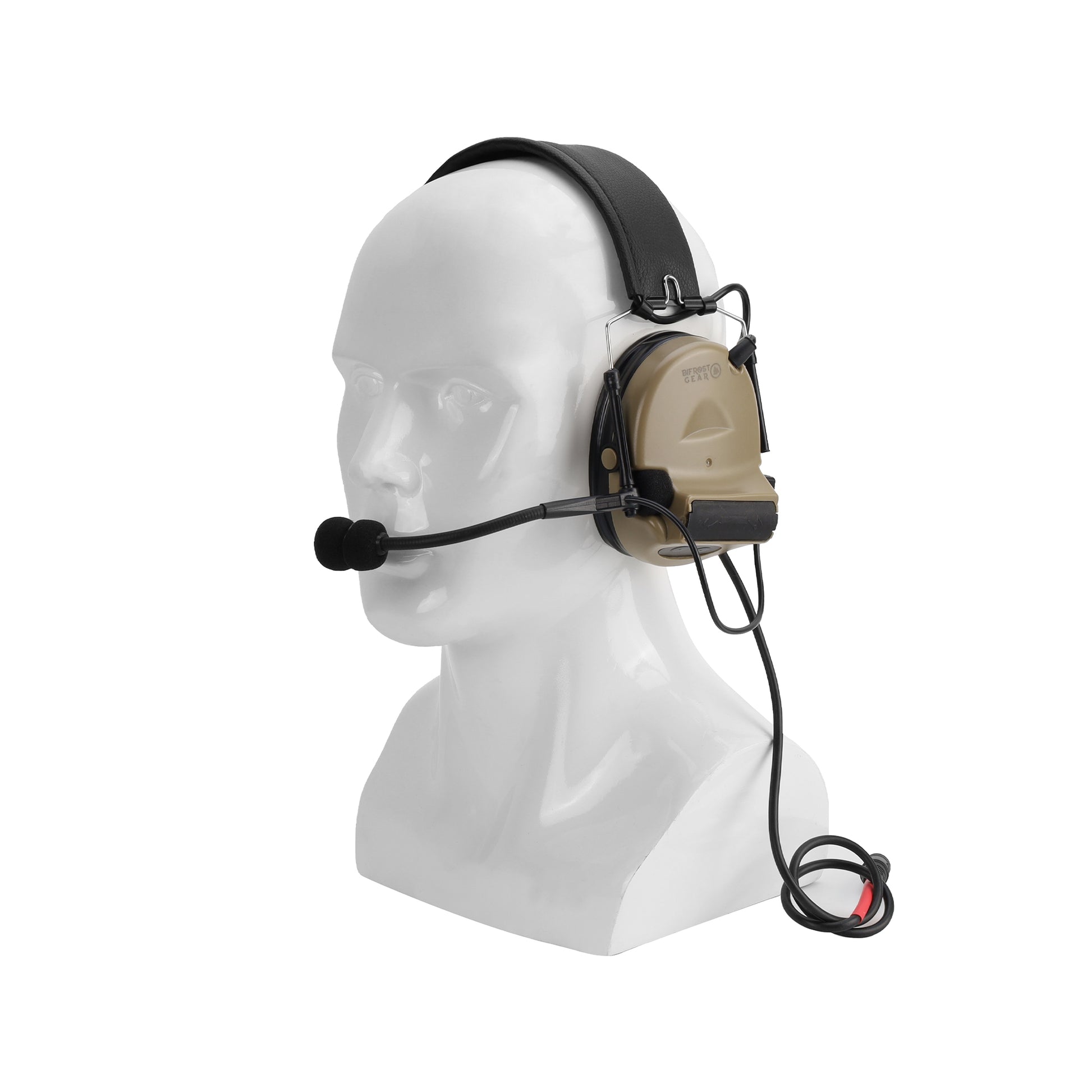 Tan Valhalla NRR 23db Electronic Hearing Protection Headset in use.