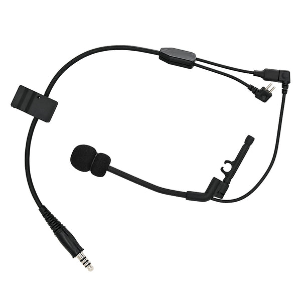MGRAS Kit Auricolare Tattico Y-Line Con PTT Kenwood E Microfono Comtac, Per Cuffie Da Tiro E Comunicazioni Militari