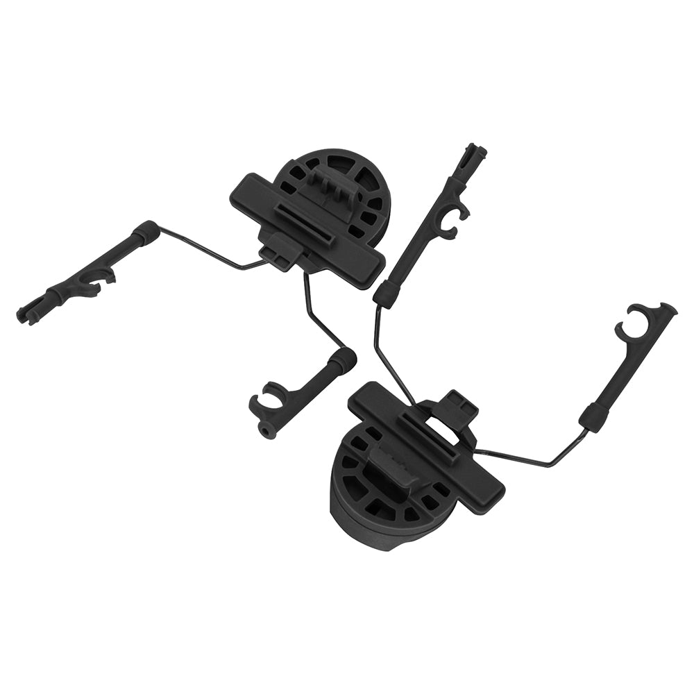 Team Wendy 3.0 Helmet Rail Headset Adapter for Peltor/Sordin/Walker's/Howard Leight in Tan Variant attached to a helmet.