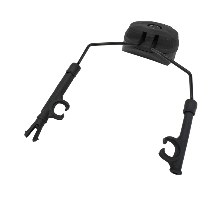 Black variant of the Crye AirFrame Helmet Rail Headset Adapter for Peltor Comtac.