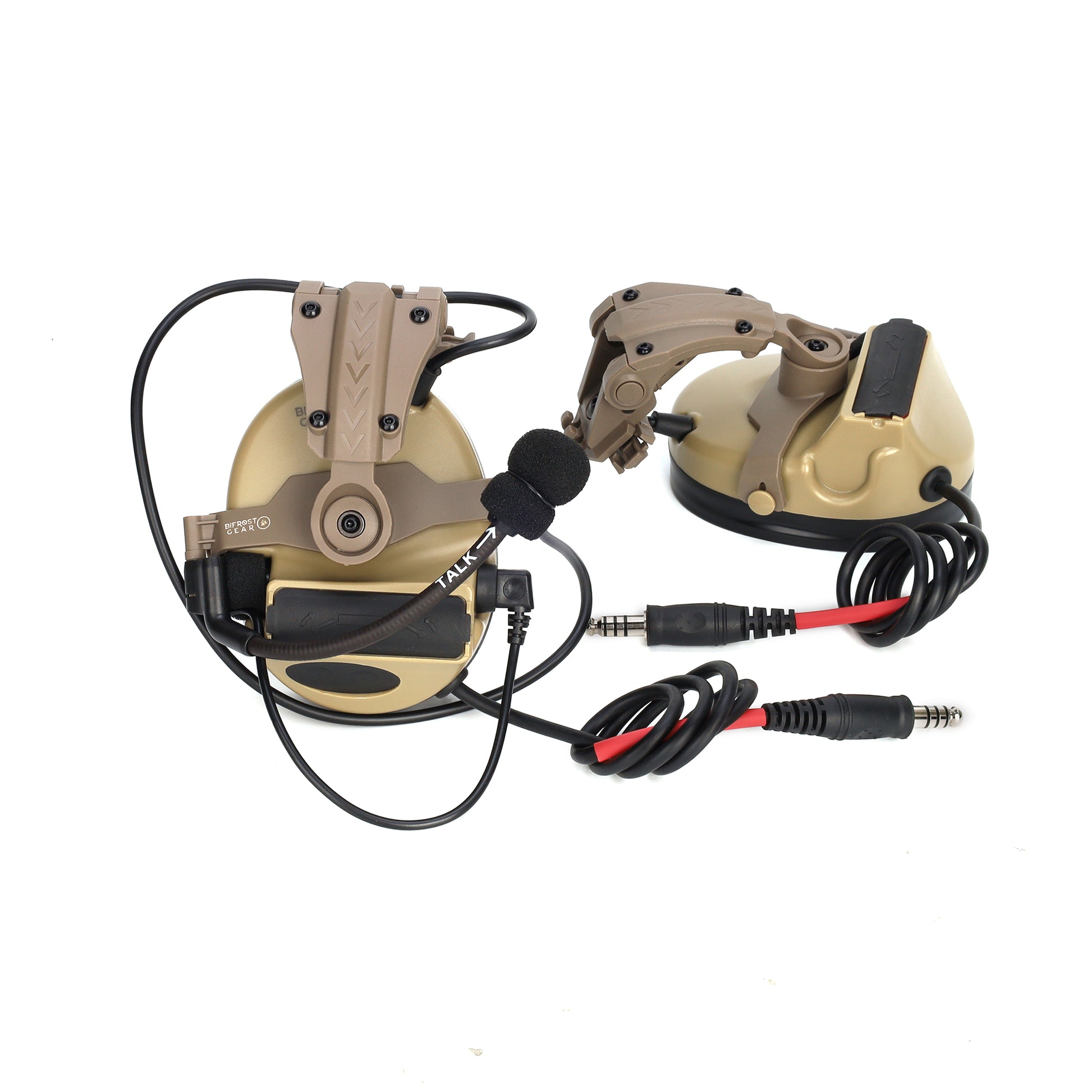 headset gear NRR 23db Dual Comm Hearing Protection Headset Tan / 750Ω High Impedance Electret