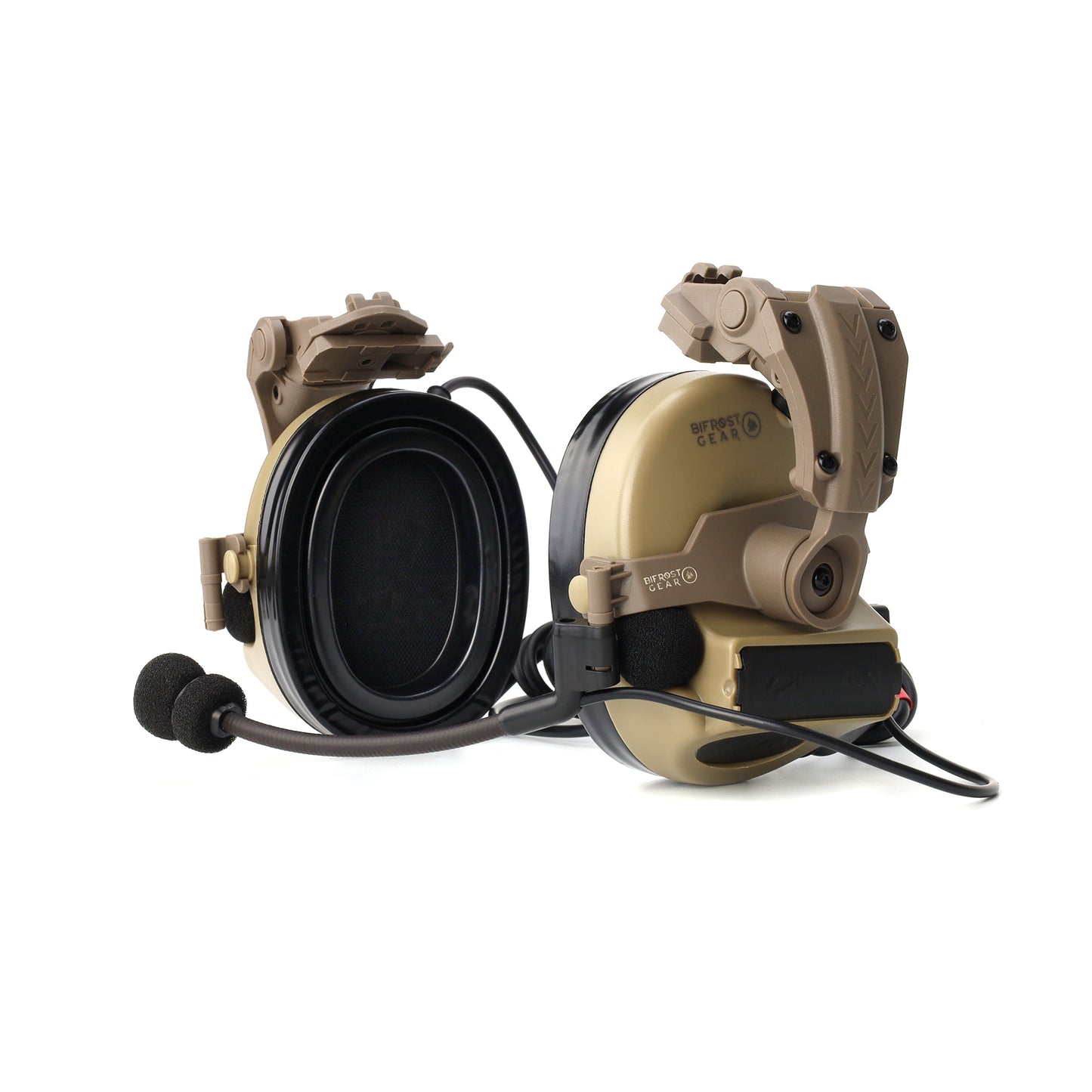 NRR 23db Dual Comm Hearing Protection Headset Tan / 750Ω High Impedance Electret