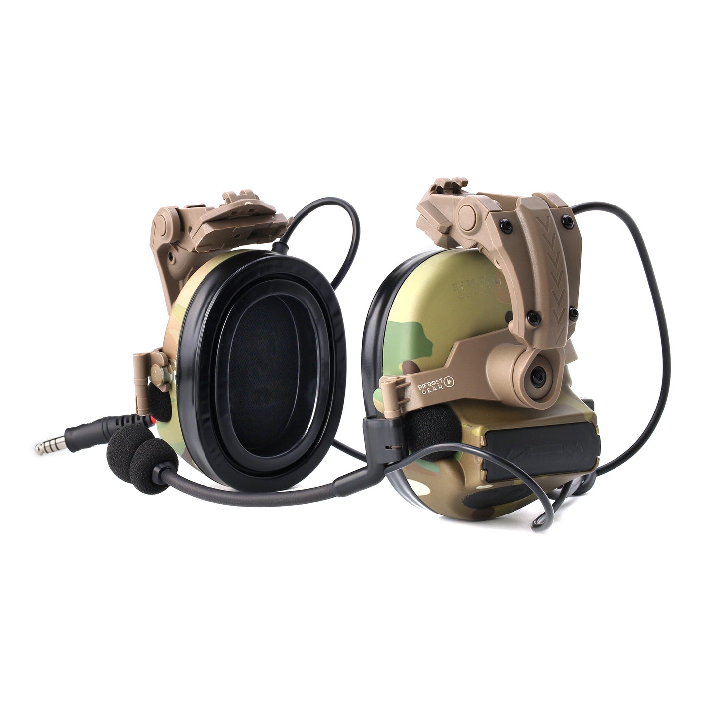 Valhalla NRR 23db Dual Comm Electronic Hearing Protection Communications Headset with Helmet Rail Adapters
