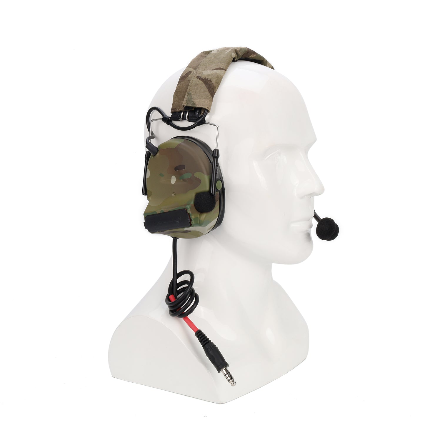 MultiCam Valhalla NRR 23db Electronic Headset worn for hearing protection.