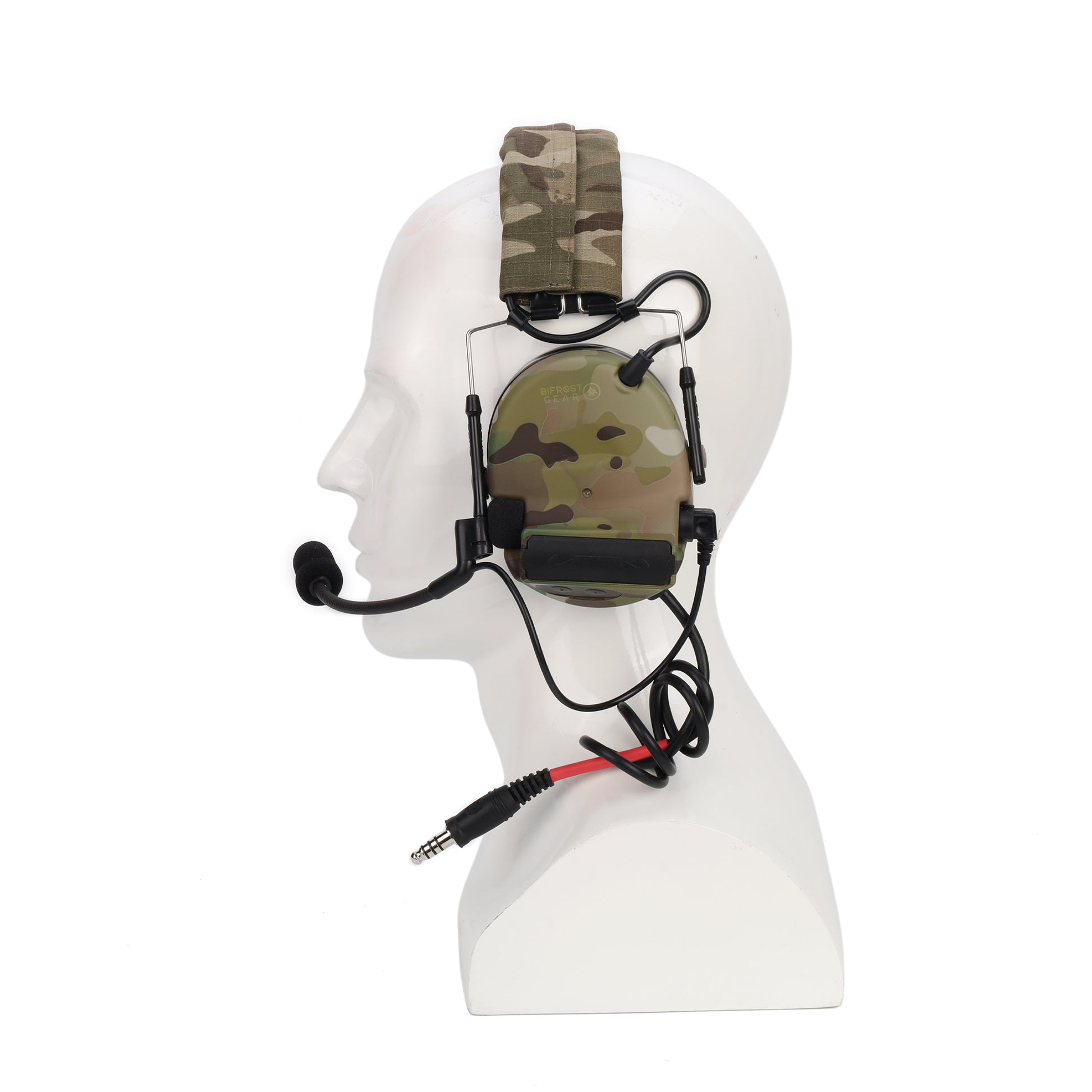 MultiCam Valhalla NRR 23db Headset worn for dual communication.