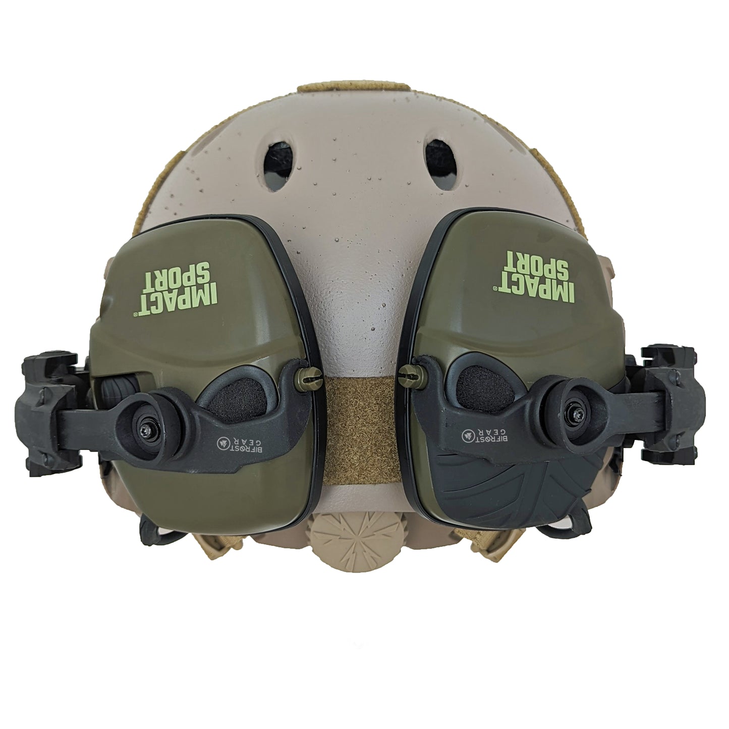 COM-RAC AMP Arm Adapters for Howard Leight attached on a helmet 2.