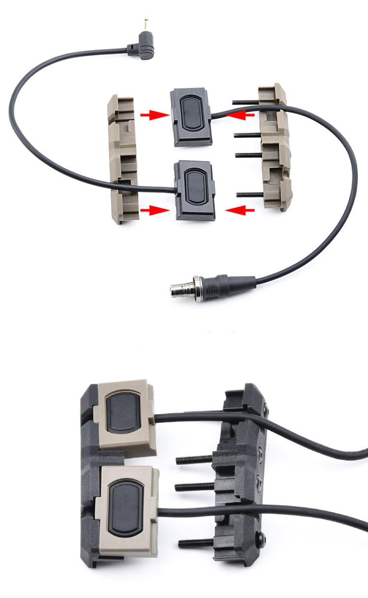 Modbutton Lite attached to Dual Picatinny Angle Mount.