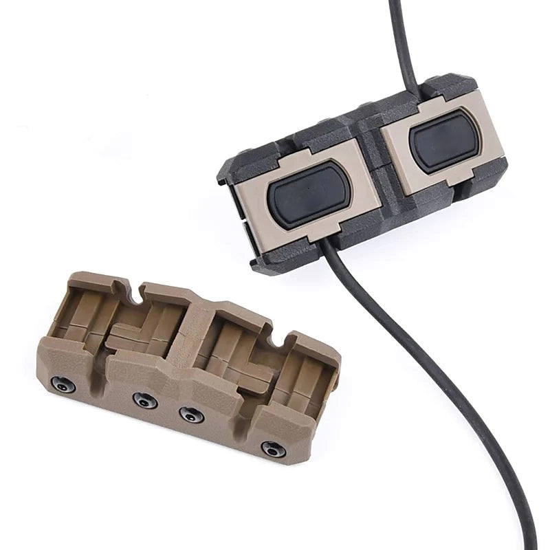 Modbutton Lite Dual Picatinny Angle Mount in Tan and Black Variations.