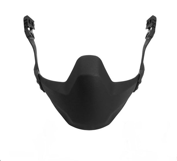 Rail mounted lower face shield in black by Bifrost Gear for facial protection.