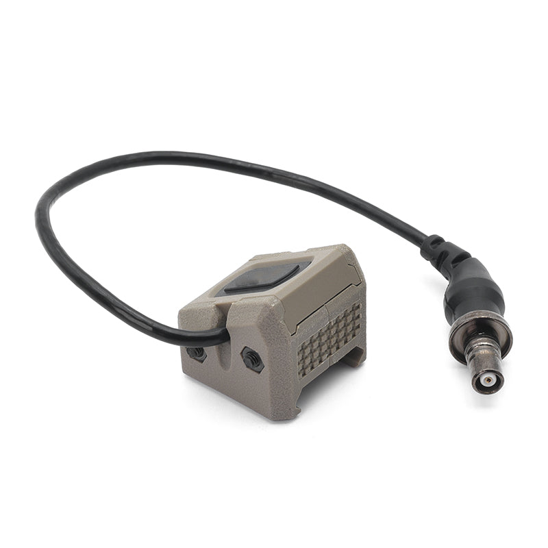 Lightweight tan remote pressure switch with 3.5mm plug by Bifrost Gear.