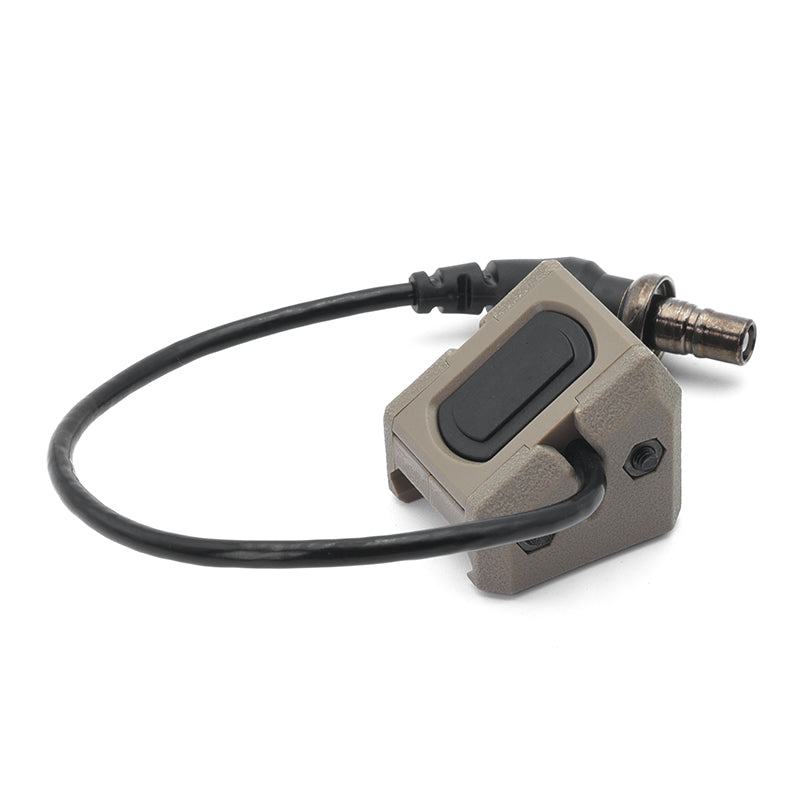 Tactical tan remote pressure switch with 3.5mm plug by Bifrost Gear.