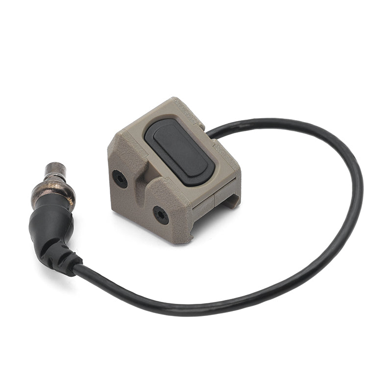 Tan remote pressure switch with sturdy 3.5mm plug by Bifrost Gear.
