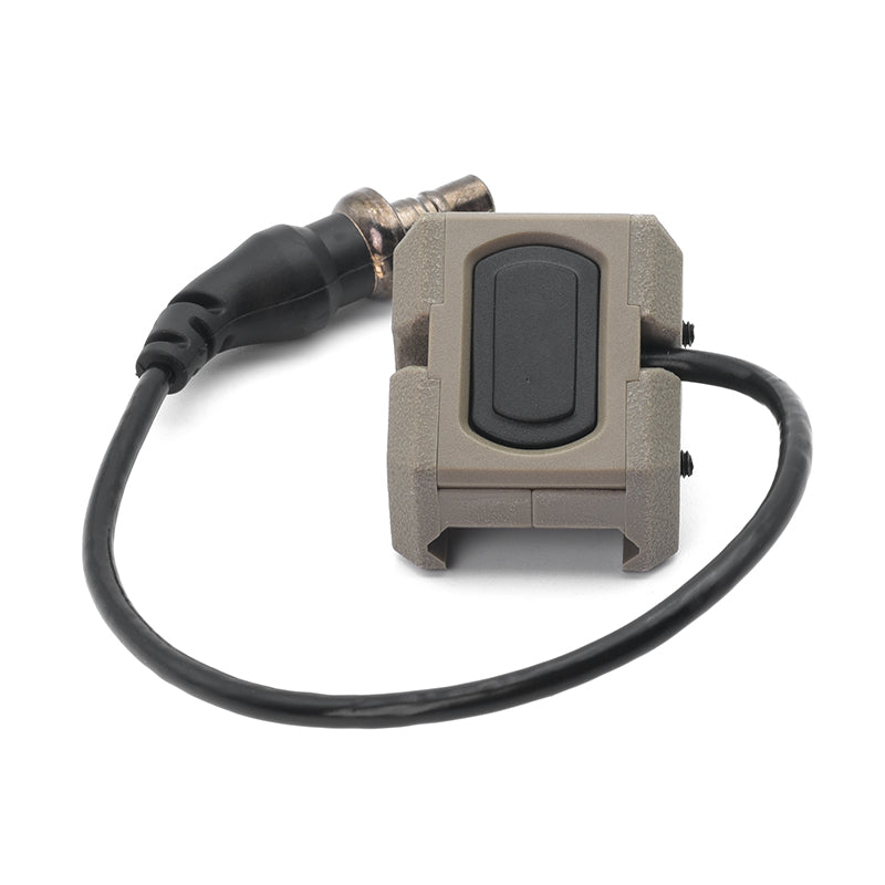 Durable tan remote pressure switch with 3.5mm plug by Bifrost Gear.